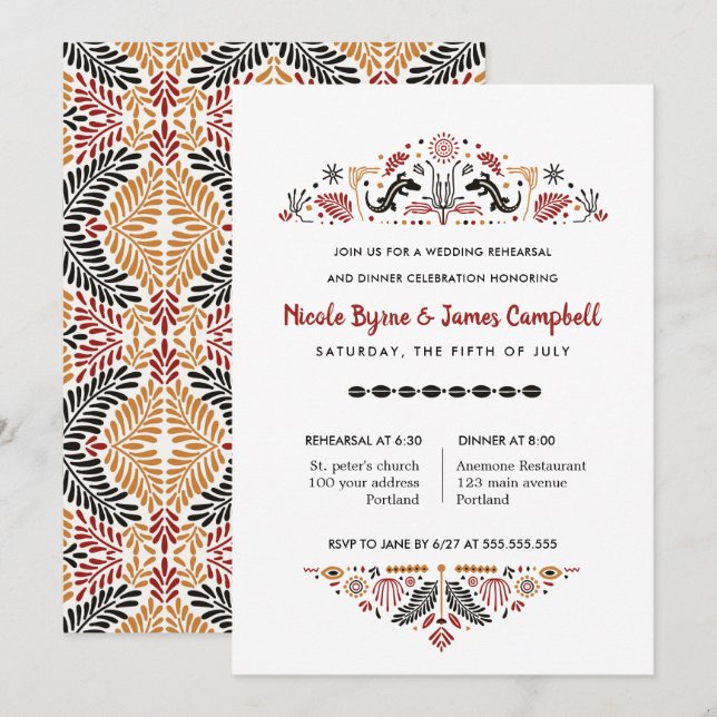 Africana | Modern Ankara Kente Rehearsal Dinner Invitation (Front/Back)