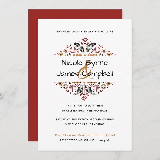 Africana | Modern Ankara Kente Wedding Invitation (Front/Back)