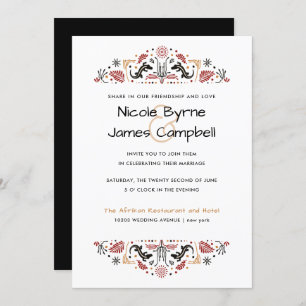 Africana Modern Ankara Lizard Wedding Invitation