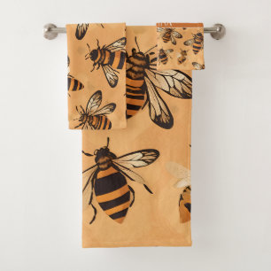 Africanised bee Mosaic Colourful Pattern Bath Towel Set
