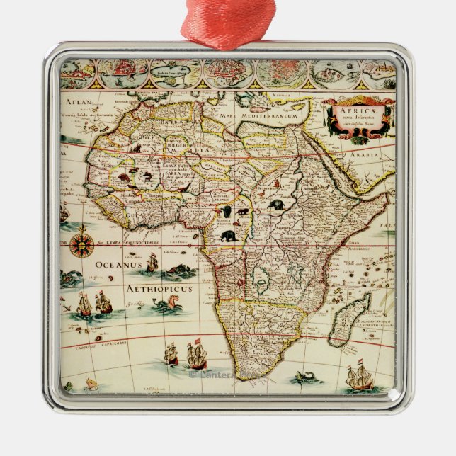 AfricaPanoramic MapAfrica 2 Metal Tree Decoration (Front)