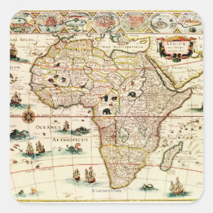 AfricaPanoramic MapAfrica 2 Square Sticker