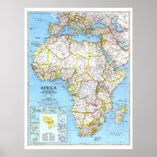 " Afrika: 1990/heute - Detaillierte Landkarte ...  Poster (Front)