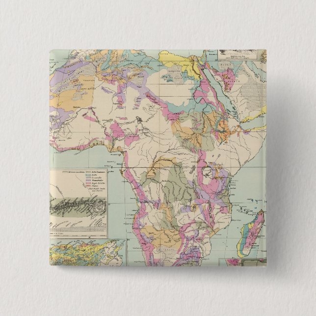 Afrika - Atlas Map of Africa 15 Cm Square Badge (Front)