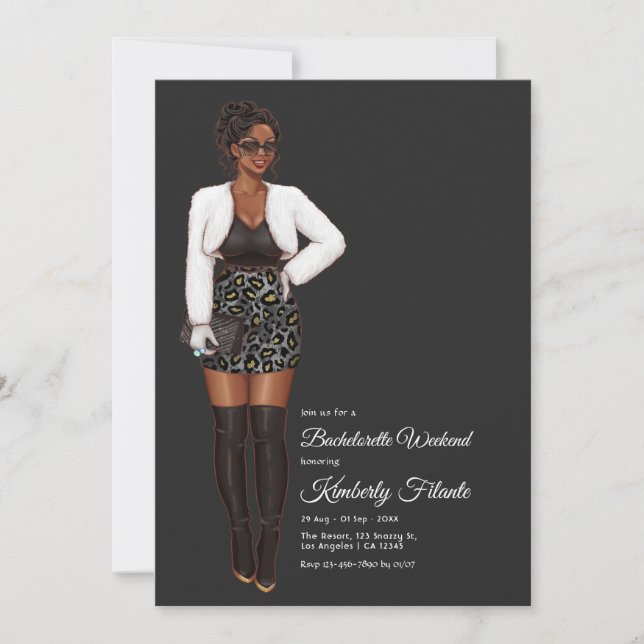 Afro African American Bachelorette Weekend Invitation (Front)