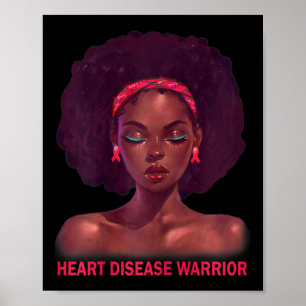 Afro African American Black Woman Heart Disease Wa Poster