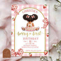 afro african Girl Pink Bow strawberry berry first 