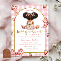Afro African Girl Pink Bow strawberry berry sweet