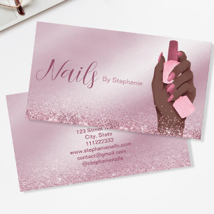 Afro American Glitter Nail Artist Manicure Beauty Business Card