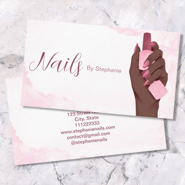 Afro American Glitter Nail Artist Manicure Beauty Business Card (Creator Uploaded)