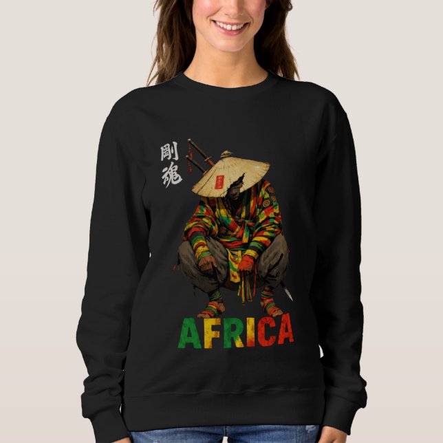 Afro American Samurai Warrior Katana Anime Japanes Sweatshirt (Front)