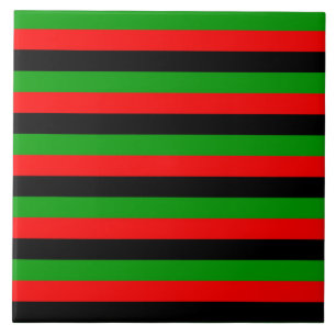 afro american USA Malawi flag stripes pattern blac Ceramic Tile