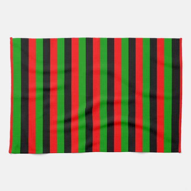 afro american USA Malawi flag stripes pattern blac Tea Towel (Horizontal)