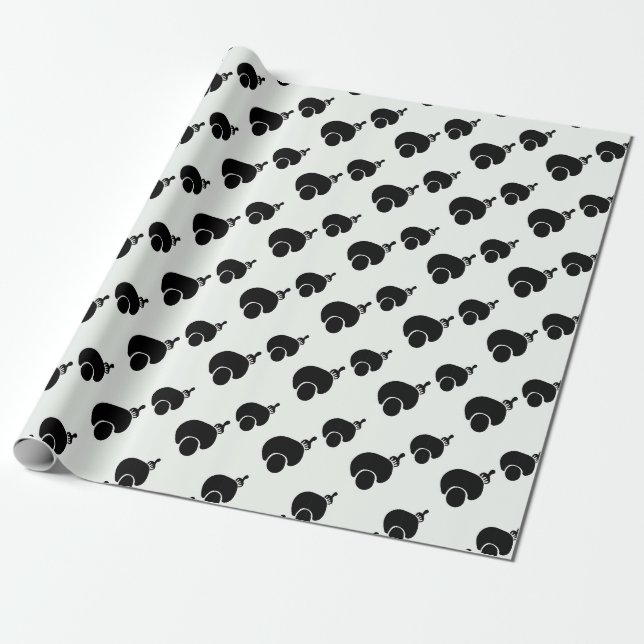 afro and pick black and white wrapping paper (Unrolled)