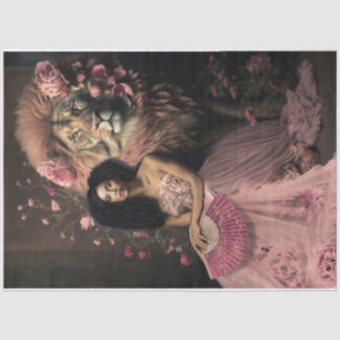 Afro Beauty Floral and Lion feminine Portrait  Tissue Paper