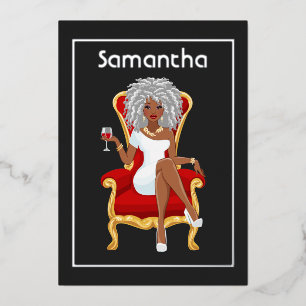 Afro Birthday Party Foil Invitation