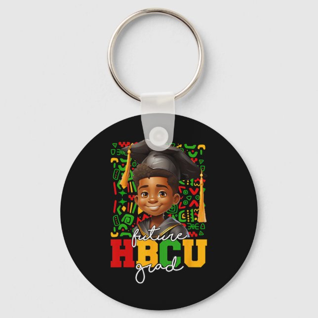 Afro Black Boy College Graduation Future Hbcu Grad Key Ring (Front)