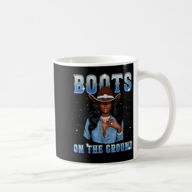 Afro Black Melanin Queen Western Cowgirl Hat Boots Coffee Mug (Right)