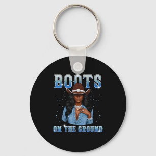 Afro Black Melanin Queen Western Cowgirl Hat Boots Key Ring