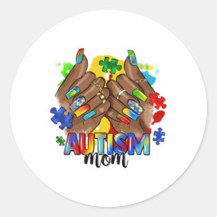 Afro Black Nail Autism Mum Autism Awareness Day 20 Classic Round Sticker