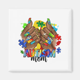Afro Black Nail Autism Mum Autism Awareness Day 20 Magnet