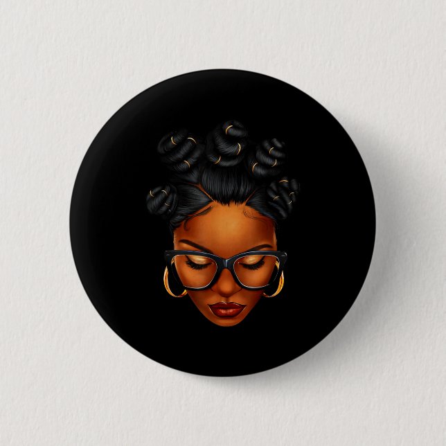 Afro Black Woman African Black History Month Melan 6 Cm Round Badge (Front)