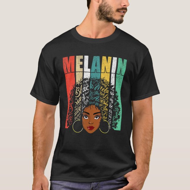 Afro Black Women Girls Melanin T  American African T-Shirt (Front)