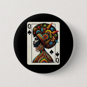 Afro Black Women Queen Spades African Roots Black 6 Cm Round Badge