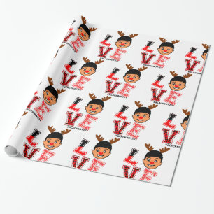 Afro Boy Christmas Gift wrap, Red nose Reindeer Wrapping Paper