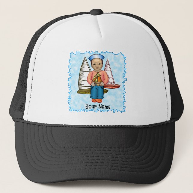 Afro Boy Sailor Trucker Hat (Front)