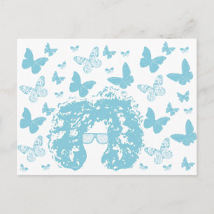 Afro, Butterflies and Sunglasses Postcard