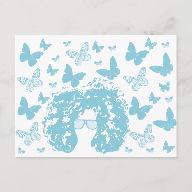 Afro, Butterflies and Sunglasses Postcard (Front)