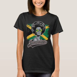 Afro Carribean Woman Jamaica Flag Island Vibe T-Shirt