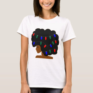 Afro Christmas Lights Natural Hair T-Shirt