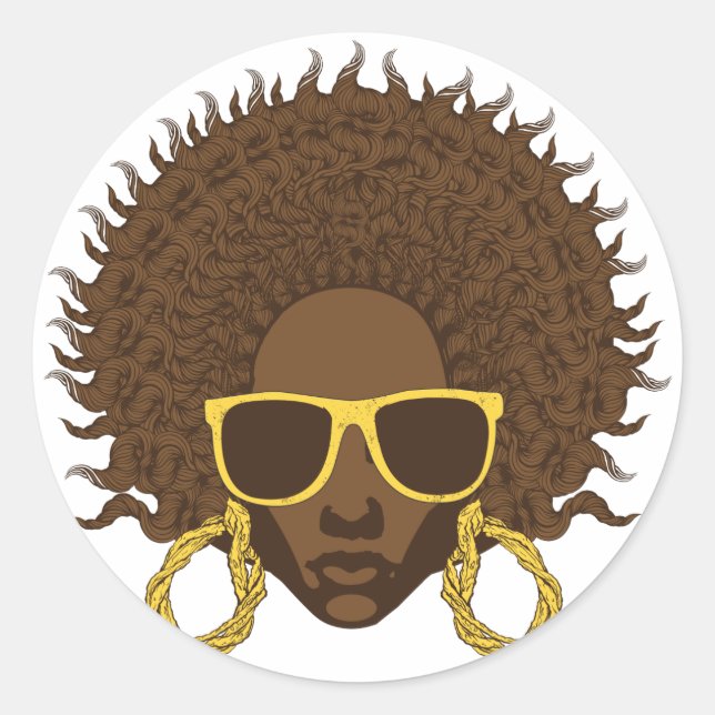 Afro Cool Classic Round Sticker (Front)