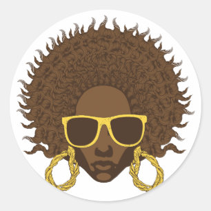 Afro Cool Classic Round Sticker