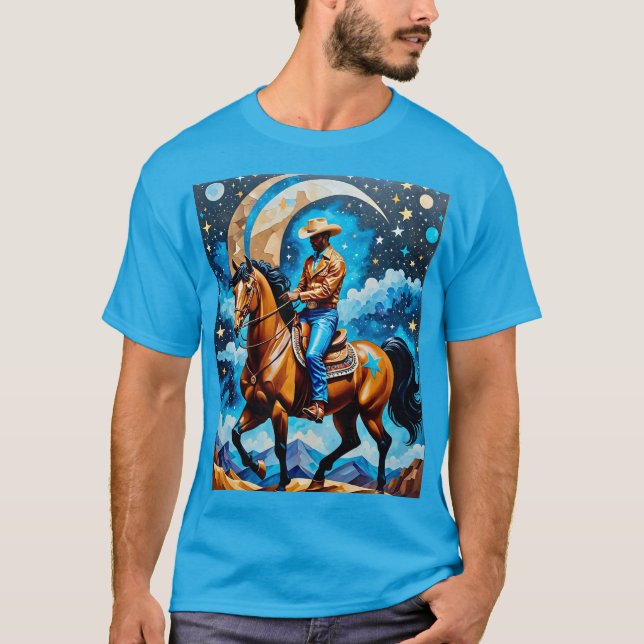 Afro Cosmic Cowboy Under Stars Tee (Front)
