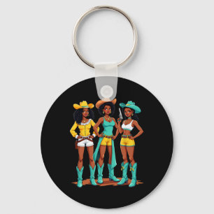Afro Cowgirl Rodeo Melanin Juneteenth Girl Black Q Key Ring