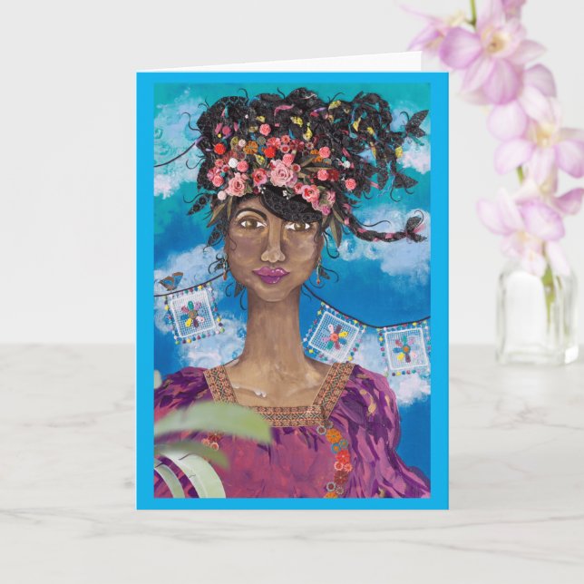 Afro Cuban Latina Beauty Blank Card (Orchid)