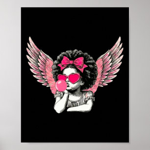 Afro Cupid With Sungles Blowing Bubble Gum Valenti Poster