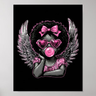 Afro Cupid With Sungles Blowing Bubble Gum Valenti Poster