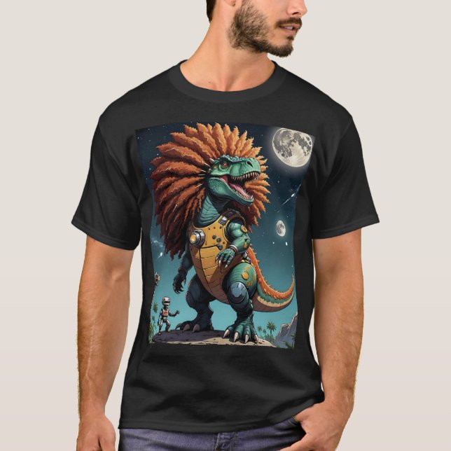 Afro Dino Cosmic Warrior Suit Tee (Front)