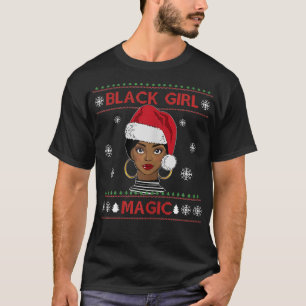 Afro Diva Black Girl Magic Santa Hat Melanin Queen T-Shirt
