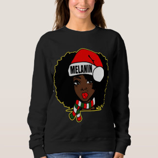 Afro Diva Black Queen Puffs Merry Christmas Melani Sweatshirt