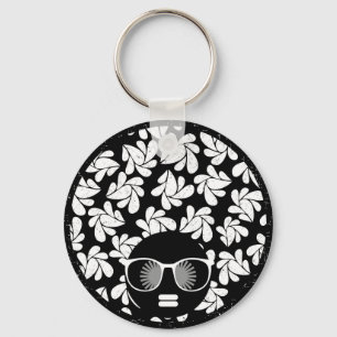 Afro Diva Black & White Key Ring