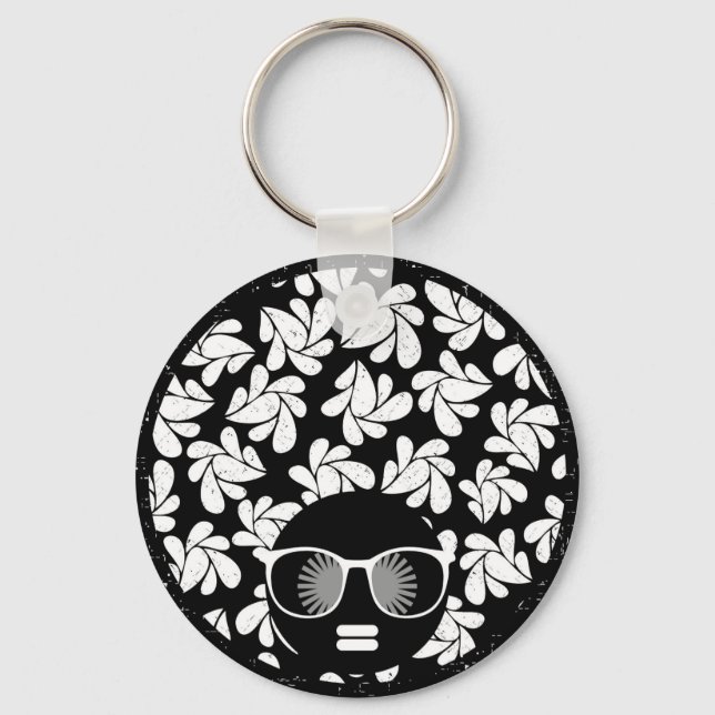 Afro Diva Black & White Key Ring (Front)