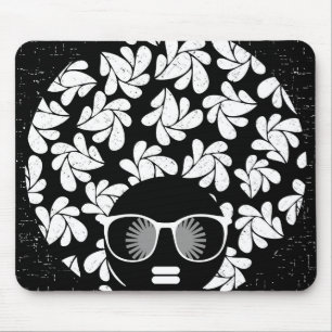 Afro Diva Black & White Mouse Pad