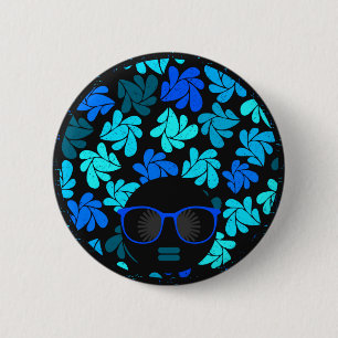 Afro Diva Blue 6 Cm Round Badge