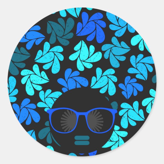 Afro Diva Blue  Classic Round Sticker (Front)