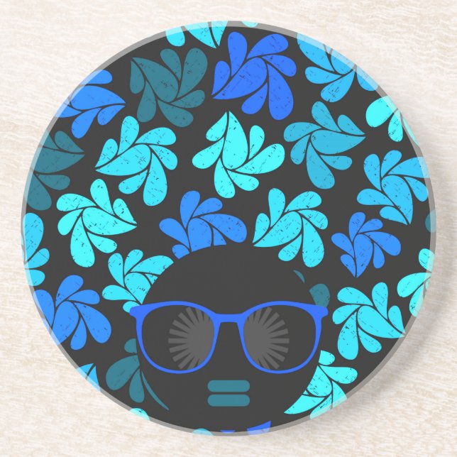 Afro Diva Blue  Coaster (Front)